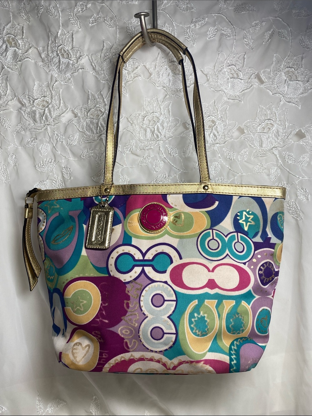 Coach F19434 Poppy C Graffiti Multicolor Tote Purse